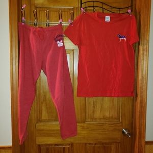 Victoria secrets pink sweat pants and shirt